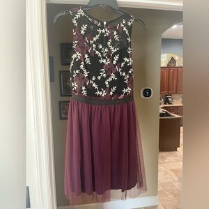 Black and Purple Embroidered Dress